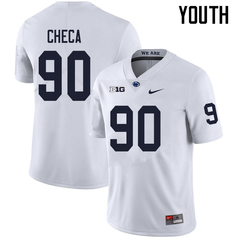Youth #90 Rafael Checa Penn State Nittany Lions College Football Jerseys Sale-White